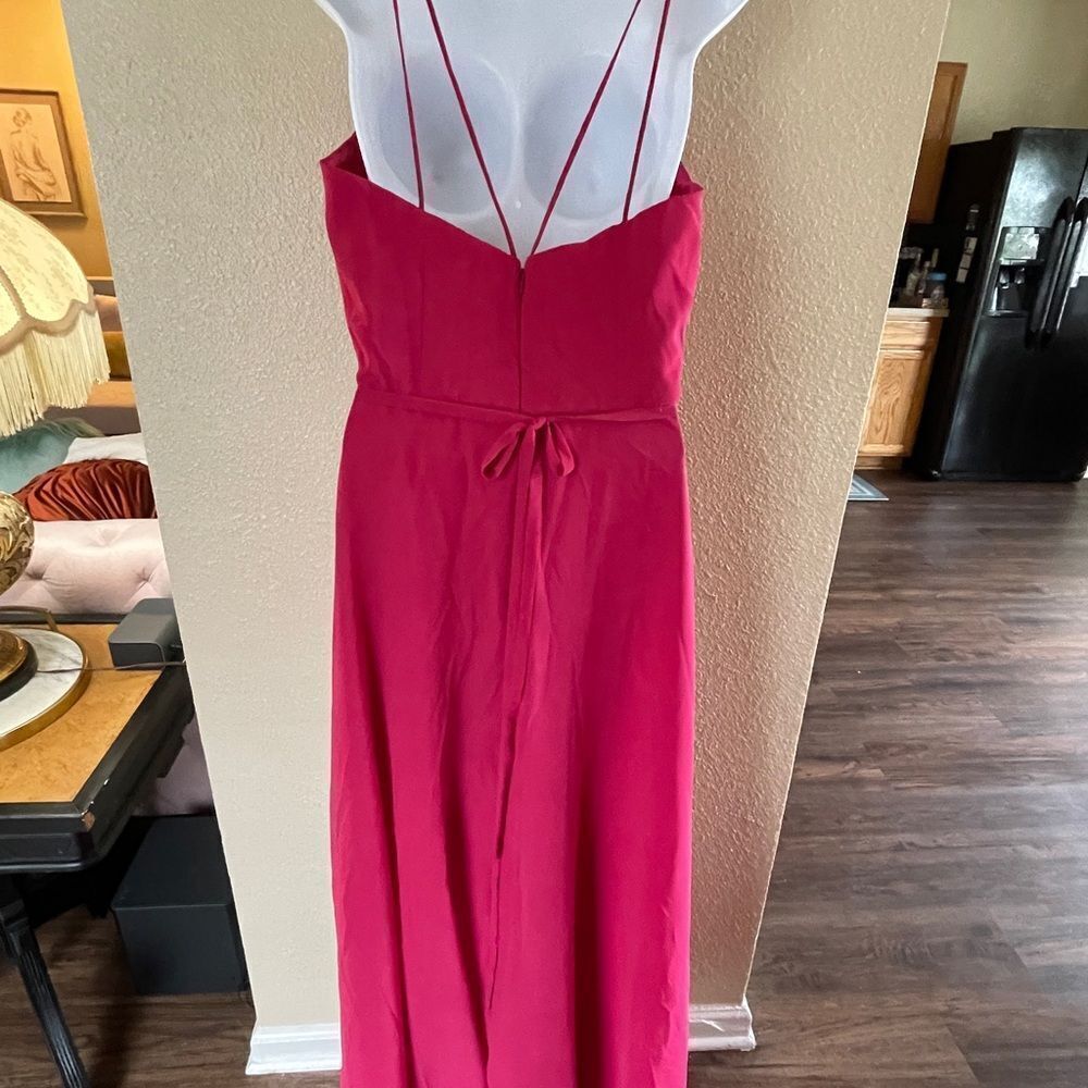 Morilee By Madeline Gardner Maxi Strappy Formal Dress Bridesmaid Berry Pink 12 - Picture 6 of 16